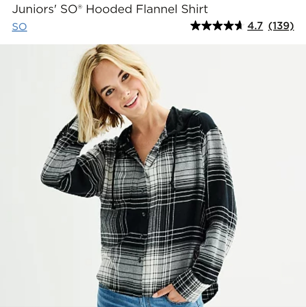 SO Black and White Plaid Hoodie